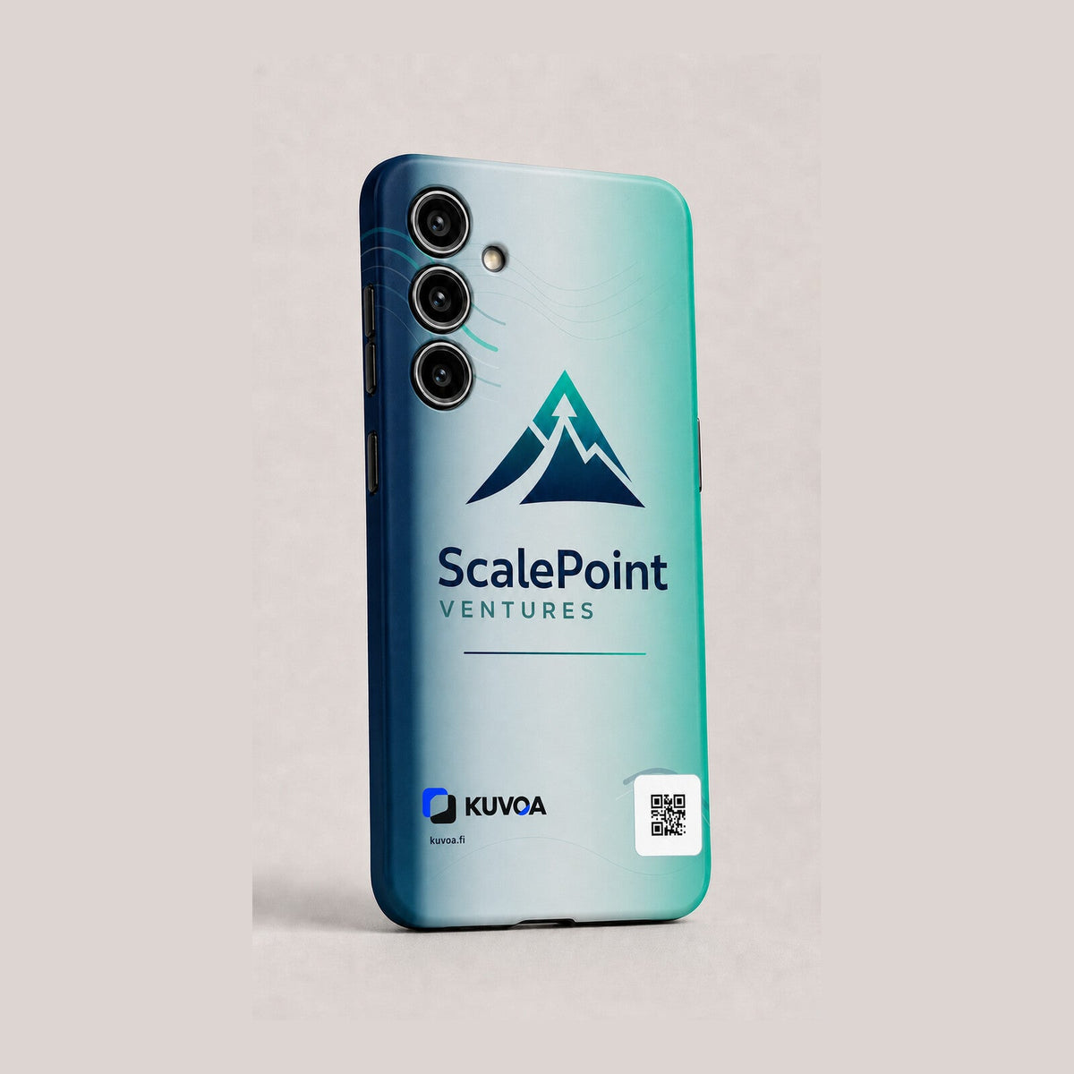 KUVOA custom phone case example with ScalePoint Ventures artwork