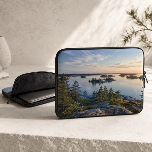 Personalised laptop sleeve with Finnish archipelago landscape